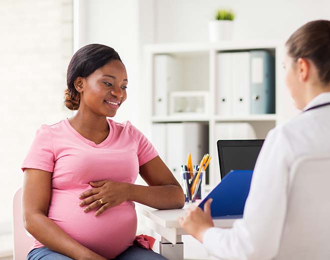 pregnant woman at obgyn